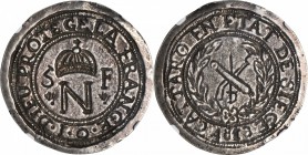 MONTENEGRO. Cattaro. 5 Franc, 1813. Napoleon I (1805-14). NGC AU-58.

Dav-46; KM-2. "DIEU PROTEGE LA FRANCE" Crowned "N" (for Napoleon) flanked by "...