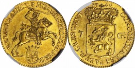 NETHERLANDS. Utrecht. 7 Gulden, 1760. NGC MS-63.

Fr-289; KM-103; Delmonte-971. Well struck and choice with warm orange gold color and bountiful lus...