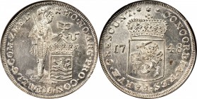 NETHERLANDS. Zeeland. Silver 2 Ducat, 1748. NGC MS-64.

Dav-1847; Delm-976a. 55.71 grams. Struck on a double-thick planchet with single ducat dies. ...