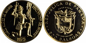 PANAMA. 500 Balboas, 1975-FM. NGC MS-69.

Fr-2; KM-42. Struck to commemorate the 500th Anniversary of the birth of Balboa with a mintage of 1,496 pi...