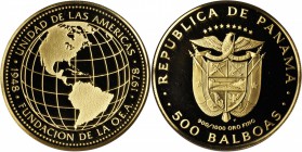 PANAMA. 500 Balboas, 1978-FM. NGC PROOF-69 ULTRA CAMEO.

Fr-4; KM-57. Struck to commemorate the 30th Anniversary of the Organization of American Sta...