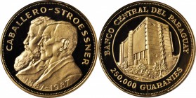PARAGUAY. 250000 Guaranies, 1987. NGC PROOF-68 ULTRA CAMEO.

Fr-27; KM-172. From an authorized mintage of only 500 pieces, half of which were melted...