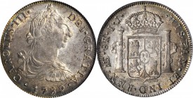 PERU. 8 Reales, 1789-LM IJ. Lima Mint. Charles III (1759-88). PCGS MS-62 Gold Shield.

KM-78a; FC-46; El-48; Cal-type-98#874. Posthumous issue, very...