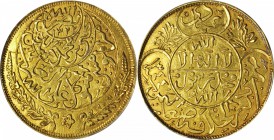 YEMEN. Gold Presentation 5 Lira (Riyal), AH 1344 (1925). PCGS AU-55 Gold Shield.

Fr-8; KM-Y-G17.2. Fully detailed and struck from aged dies with th...