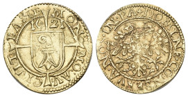 BASEL Goldgulden 1621, Basel. Basler Wappen auf Ankerkreuz, oben die geteilte Jahreszahl. Rv. Nimbierter Doppeladler. 3.08 g. 262. D.T. 1311a. HMZ 2-7...