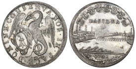 BASEL Halbtaler 1741, Variante mit Basilisk nach links mit ovalem Wappen. Divo/Tobler 755. HMZ 2-100e. Winterstein 157. 13.61 g. Selten in dieser Erha...