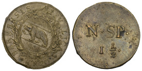 BERN O.J 20 Kreuzer Stempel um 1700 unbekannte Messingmarke N.SP 1 1/2 in 2 Zeilen s.selten vorzüglich