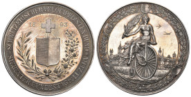 LUZERN Silbermedaille von 1893 auf den 7. Bundestag des Schweizerischen Velocipedistenbundes. 52,43 g. Schweizer Medaillen 833. Selten. Nur 123 Exempl...