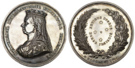 AUSTRALIEN 1888 Silbermedaille Internationale Austellung Melbourne in Silber 51mm 89.6f fast FDC