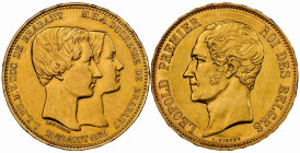 BELGIEN Königreich Leopold I. 1831-1865. 100 Francs 1853. Zur Hochzeit des Herzogs von Brabant mit Marie Henriette von Österreich. 32.19 g. Schl. 38. ...