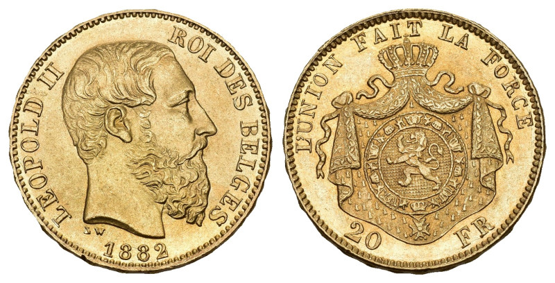 BELGIEN. Königreich. Leopold II. 1865-1909. 20 Francs 1882, Brüssel. 6.44 g. Van...