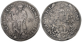 KÖLN ERZBISTUM Anton von Schauenburg, 1556-1558. Taler 1557, Deutz. 28,54 g. Dav. 9120. Lange 774 leicht var.. Noss 40 f. Winz. Schrötlingsfehler, seh...