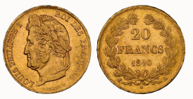FRANKREICH KÖNIGREICH 1840 A 20 Francs Gold 6.45g NGC MS 63 Cert.No: 2906759-006