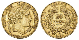 FRANKREICH KÖNIGREICH 1850 20 Francs Gold 6.45g selten vorzüglich