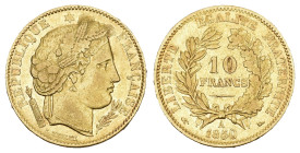 FRANKREICH KÖNIGREICH 1850 10 Francs Gold 3.22g selten sehr schön