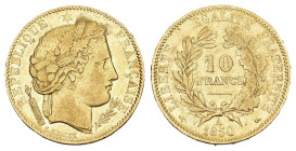 FRANKREICH KÖNIGREICH 1850 10 Francs Gold 3.22g selten sehr schön