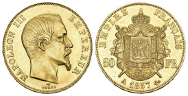 FRANKREICH KÖNIGREICH 1857 50 Francs Gold 16.1g vorzüglich bis unzirkuliert