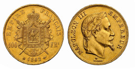 FRANKREICH KÖNIGREICH 1862 BB 100 Francs Gold 32.25g NGC AU 58 Cert.No: 2909316-004