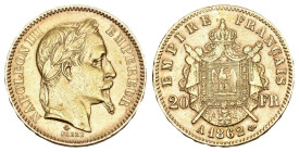 FRANKREICH KÖNIGREICH1862 A 20 Francs Gold 6.45g selten sehr schön +