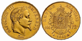 FRANKREICH KÖNIGREICH 1868 A 100 Francs Gold 32.25g selten NGC AU 58 Cert.No: 2909316-003