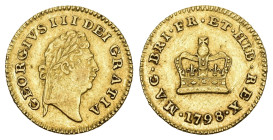 GREAT BRITAIN GEORGE III. 1760-1820. 1/3 Guinea 1798, London. First laureate head. 2.80 g. Spink 3738. Bull 868. Fr. 365. vorzüglich