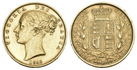 GREAT BRITAIN VICTORIA, 1837-1901. Sovereign 1849, London. 3.98 g. Hill 423. Spink 3859. Fr. 389b. Sehr schön