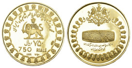 IRAN AH 1360-1398 750 Rials Gold 25mm 9.65g Selten FDC