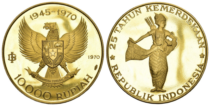 INDONESIEN. 10`000 Rupiah Gold 24.68g Auflage nur 1440 KM 30 Proof