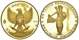 INDONESIEN. 10`000 Rupiah Gold 24.68g Auflage nur 1440 KM 30 Proof