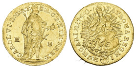 UNGARN Maria Theresia, 1740-1780. Dukat 1740 KB, Kremnitz. 3,48 g. Eypeltauer 251. Fb. 180 (dort unter Ungarn). GOLD. Min. gewellt sonst vorzüglich bi...