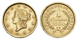 USA 1854 1 Dollar Gold 1.67g KM 73 sehr schön bis vorzüglich