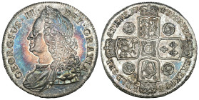 GREAT BRITAIN. Crown, 1743. Silber 30.1g London Mint. George II. S-3688; KM-585.1 Tolle Regenbogen Patina fast unzirkuliert