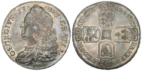 GREAT BRITAIN. GEORGE II. 1727-1760. Crown 1746, London. D. NONO. Old laureate and draped bust, with LIMA below. 30.04 g. Spink 3689. Bull 1668. Dav. ...