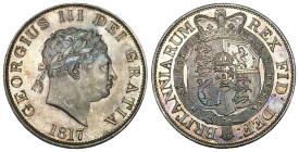 GREAT BRITAIN 1/2 Crown 1817 KM# 667, 14.2g Silver; George IIII Absolutes Prachtexemplar FDC