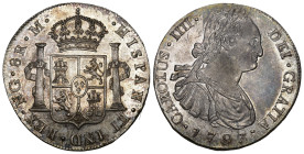 GUATEMALA Karl IV., 1788-1808. 8 Reales 1797, NG-M, Guatemala. Calicó 628; Cayón 13894; K./M. 53 absolutes Prachtexemplar Prooflike unzirkuliert
