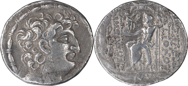 Syria, Antiochus VIII; Tetradrachm, 15.60g. SC-2309. Obv: Diademed head right of...