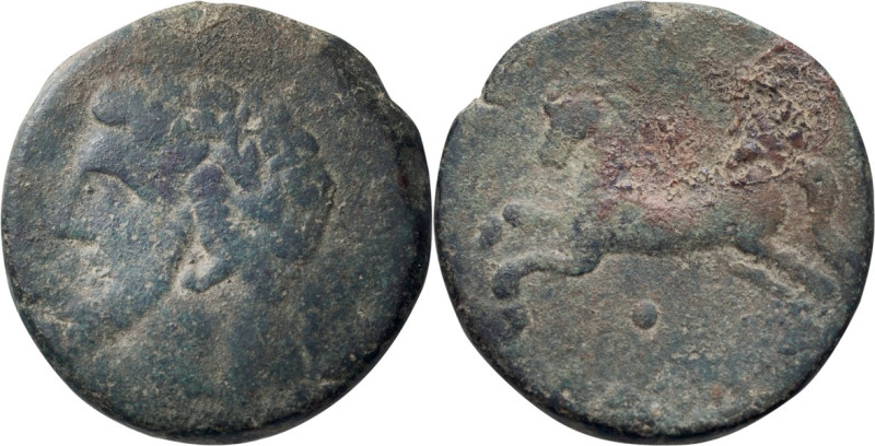 Numidia, Micipsa; AE 26, 16.50g. Sear-6597. Obv: Laureate head of Micipsa (?) l....