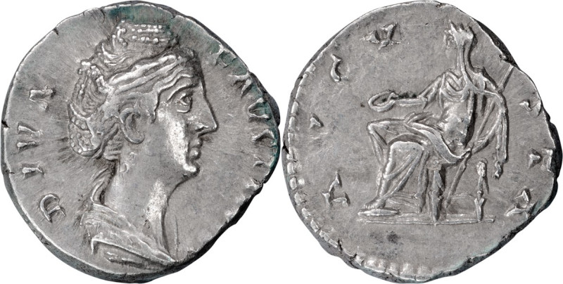 Faustina I, Diva; Died 141 AD, Denarius, Rome, 3.91g. BM-443, C-119, RIC-371. Rx...