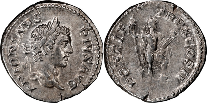 Caracalla; 198-217 AD, Rome, 207 AD, Denarius, 3.72g. BM-552, C-440, RIC-95. Obv...