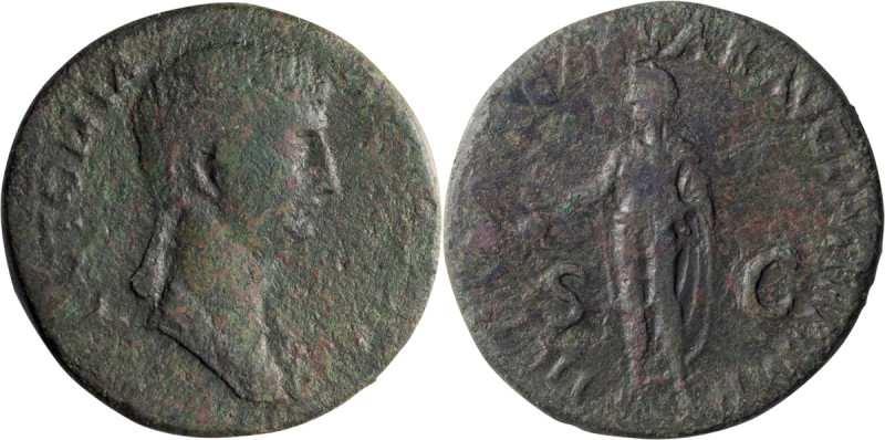 Antonia; Rome, 41-42 AD, As, 14.20g. Obv: Bust right, ANTONIA. Rx: [TI CLAVDIVS]...