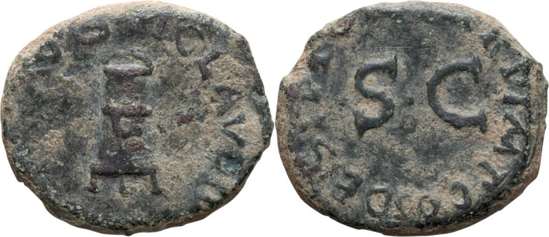 Claudius I; 41-54 AD, Branch Mint, 41 AD, Quadrans, 3.38g. RIC-84, C-70. Obv: TI...
