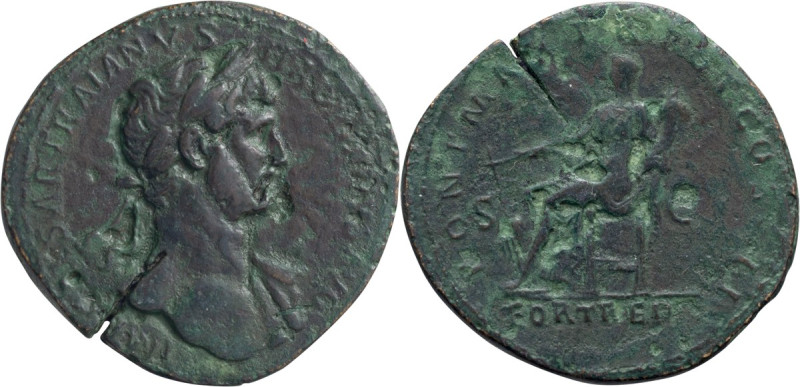 Hadrian; 117-138 AD, Rome, 118 AD, Sestertius, 23.68g. BM-1130, C-756, RIC-551a....