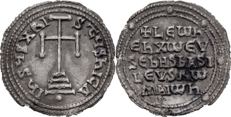 Leo VI; Constantinople, Miliaresion, 1.70g. Sear-1126, BN-1-3. Obv: I?S?S XRIST?...