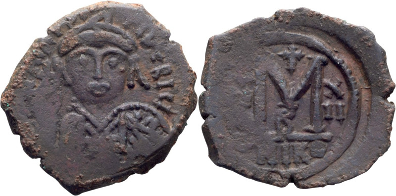 Maurice; 582-602 AD. Nicomedia, Year 12=593/4 AD, Follis, 11.71g. Sear-512, Berk...