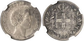 GREECE. Otho, 1832-1862. 1/2 Drachmi 1833 (Silver, 19 mm, 2.21 g, 6 h), Munich, struck from dies by Carl Friedrich Voigt, reeded edge. ΟΘΩΝ ΒΑΣΙΛΕΥΣ Τ...