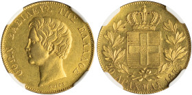GREECE. Otho, 1832-1862. 20 Drachmai 1833 (Gold, 21 mm, 5.74 g, 6 h), incomplete branch variety. Munich, struck from dies by Carl Friedrich Voigt, ree...