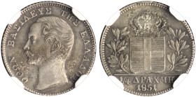 GREECE. Otho, 1832-1862. 1/4 Drachmi 1851 (Silver, 15 mm, 1.11 g, 5 h), Athens ( or Vienna according to some scholars ), struck from dies by K. Lange,...