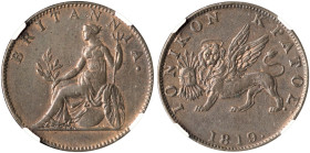 IONIAN ISLANDS, Ionian State, as a British protectorate. 1815-1864. 1/2 Obol 1819 (Copper, 22 mm, 4.66 g, 6 h), London, struck from dies prepared by W...