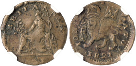 IONIAN ISLANDS, Ionian State, as a British protectorate. 1815-1864. 1/4 Obol 1821 (Copper, 19 mm, 2.61 g, 6 h), Corfu, struck from dies prepared by I....