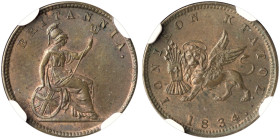 IONIAN ISLANDS, Ionian State, as a British protectorate. 1815-1864. 1 New Obol 1834 (Copper, 16 mm, 1.86 g, 6 h), London mint, struck from dies prepar...